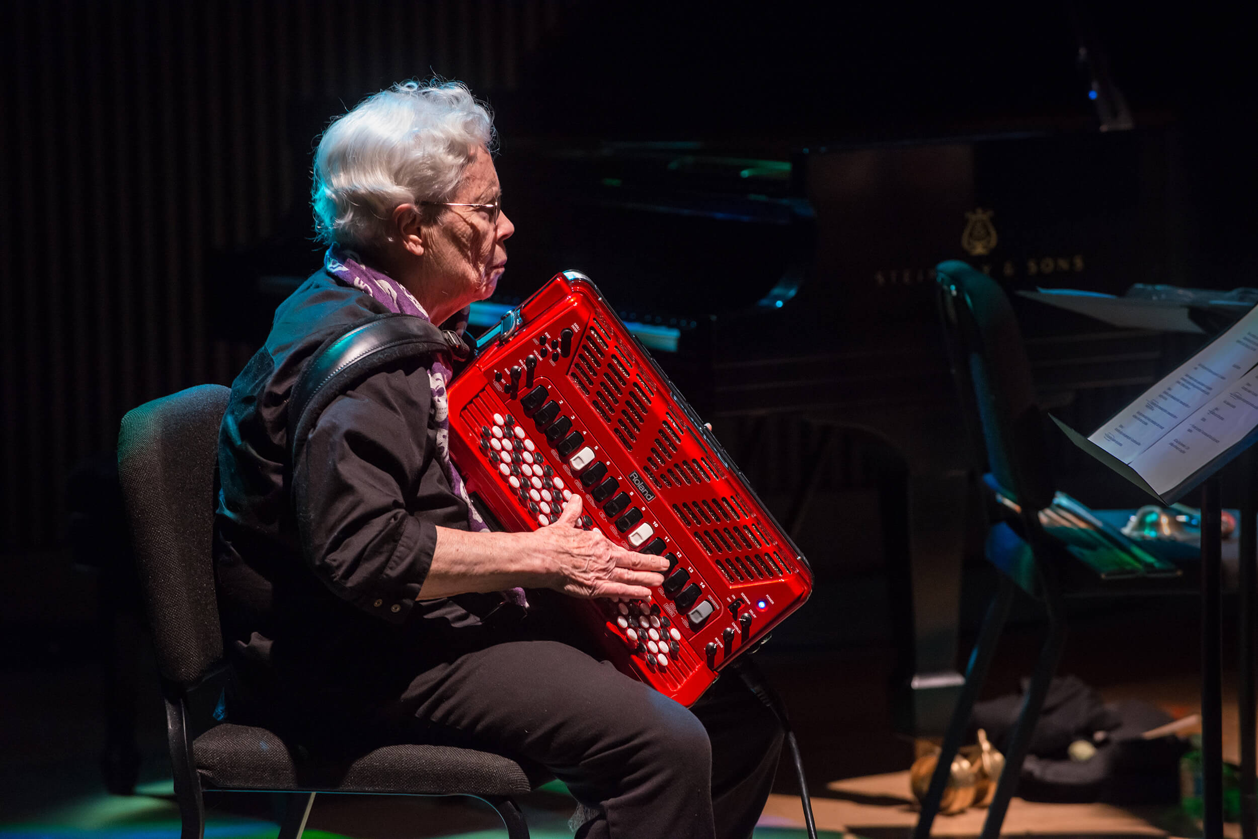 Pauline Oliveros, OM20 Pauline Oliveros on accordion OM20