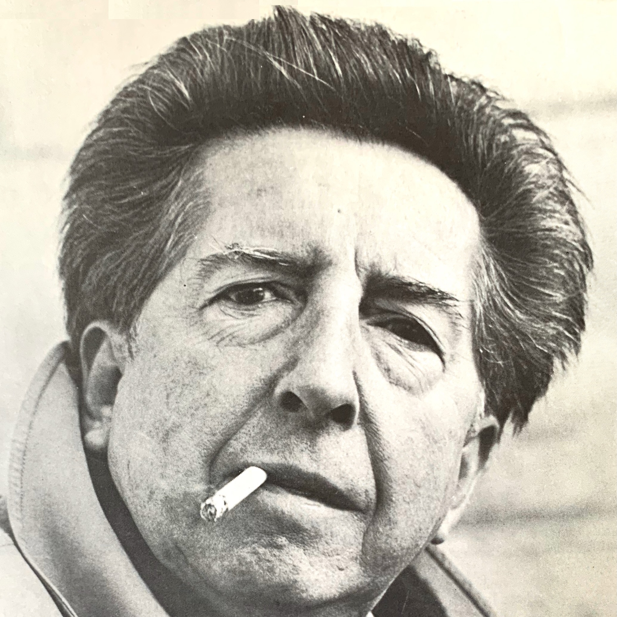 Henri Dutilleux smoking a cigarette