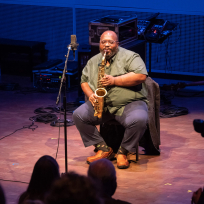 Darius Jones playing saxophone.