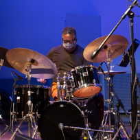 Gerald Cleaver playing drums.